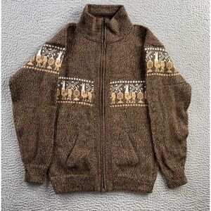 Gamboa Sweater Womens Small Brown Alpaca Wool Full Zip Made In Peru